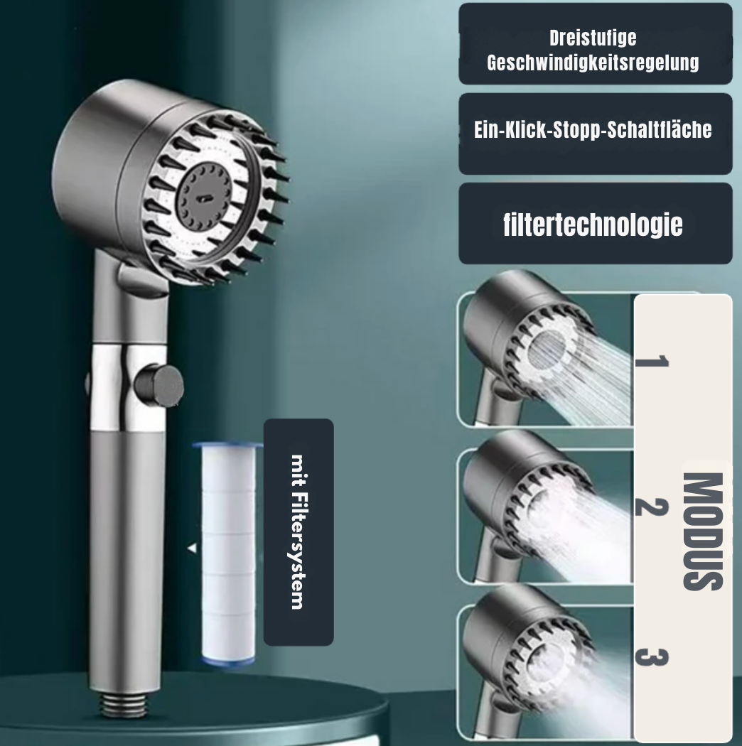 AquaBoost™ – Turbo-Schwenkduschkopf