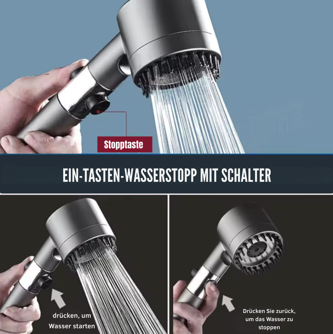 AquaBoost™ – Turbo-Schwenkduschkopf